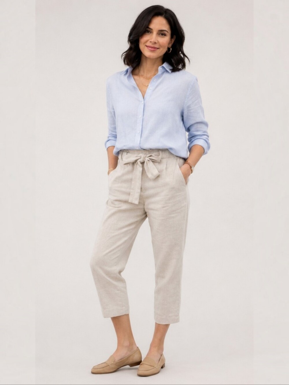 J.Crew Natural Linen/Cotton Blend Cropped Pants Size 6